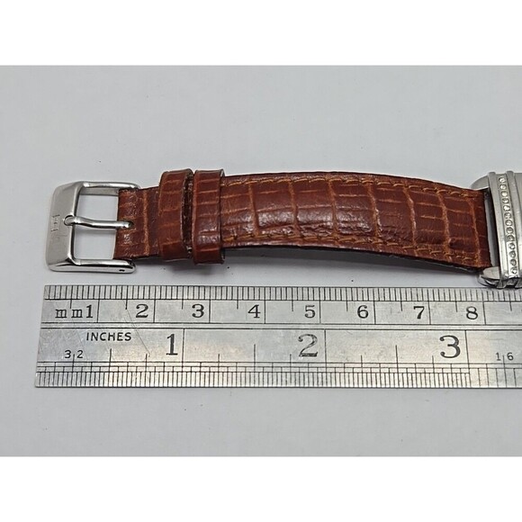 Tommy Hilfiger Womens Square Crystal Quartz Watch Brown Leather New Battery Slim - Picture 8 of 11